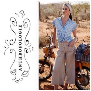 Level 99 Anthropologie Wide Leg Linen Capris